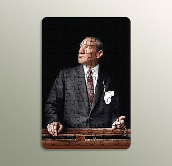 Atatürk - Dünyada her şey için, medeniyet için, hayat için, muvaffakiyet için en hakiki mürşit ilimdir, fendir. Ahşap Puzzle