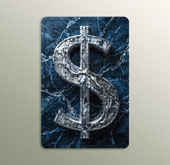 Metalik Dolar Sembolü ve Mermer Dokusu Ahşap Puzzle
