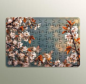 Baharın Sessizliğinde Açan Kiraz Çiçekleri Ahşap Puzzle