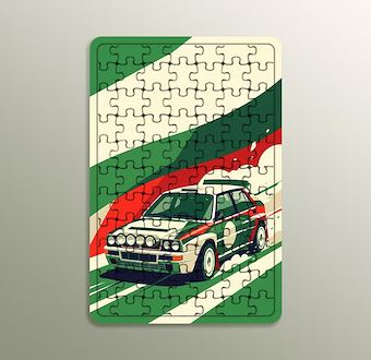 Dar Yol Ralli Otomobili - Sinematik Ralli Serisi Ahşap Puzzle