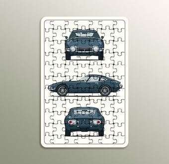 Eski Otomobil Detay Planı - Teknik Otomobil Çizimleri Serisi Ahşap Puzzle