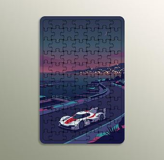 Gece Sahili - Minimal Yarış Serisi Ahşap Puzzle