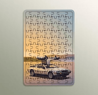 Geleceğe Dönüş 2 - DeLorean Otomobil - Stilize Otomobil Serisi Ahşap Puzzle