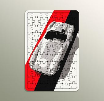Gümüş Roadster - Grafik Çizimli Yarış Serisi Ahşap Puzzle