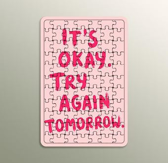 It's Okay Try Again Tomorrow Motivasyon Ahşap Puzzle