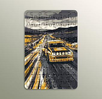 Keskin Dönüş Ralli Otomobili - Sinematik Ralli Serisi Ahşap Puzzle
