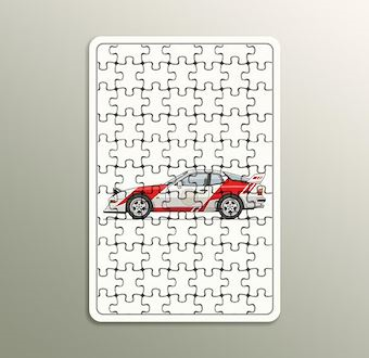 Kırmızı Beyaz Yarış Ruhu - Yarış Otomobili - Klasik Ralli Serisi Ahşap Puzzle
