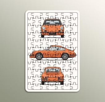 Klasik Araç Tasarım Çizimi - Teknik Otomobil Çizimleri Serisi Ahşap Puzzle