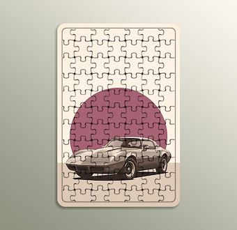 Klasik Araç ve Doğa - Nostaljik Otomobil Serisi Ahşap Puzzle