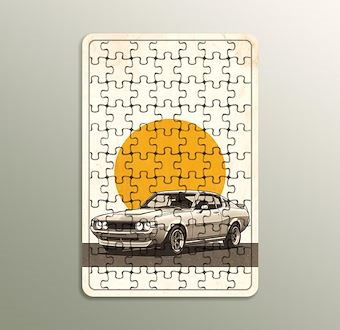 Klasik Araç Yolculuğu - Nostaljik Otomobil Serisi Ahşap Puzzle