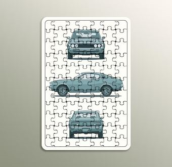 Klasik Celica - Teknik Çizim Otomobil - Teknik Otomobil Çizimleri Serisi Ahşap Puzzle