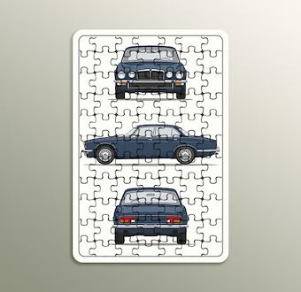 Klasik Jaguar XJ - Teknik Çizim Otomobil - Teknik Otomobil Çizimleri Serisi Ahşap Puzzle