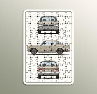 Klasik Skyline - Teknik Çizim Otomobil - Teknik Otomobil Çizimleri Serisi Ahşap Puzzle