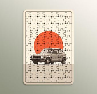 Kompakt Efsane - Klasik Hatchback Otomobil - Nostaljik Otomobil Serisi Ahşap Puzzle