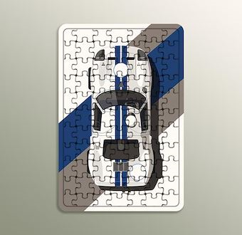 Mavi Çizgi - Sade Çizgili Yarış Serisi Ahşap Puzzle