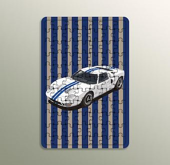 Mavi Çizgili GT - Grafik Yarış Serisi Ahşap Puzzle