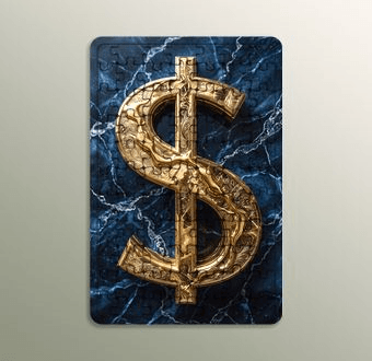 Mermer Deseni Üzerine Altın Dolar Ahşap Puzzle