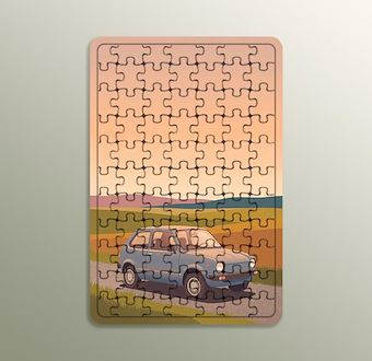 Minimal Klasik - Klasik Otomobil - Stilize Otomobil Serisi Ahşap Puzzle