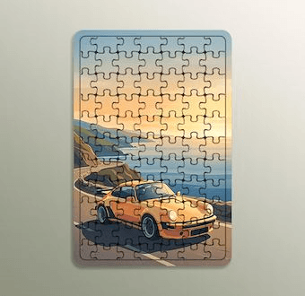 Modern Yorumlu Eski Otomobil - Stilize Otomobil Serisi Ahşap Puzzle