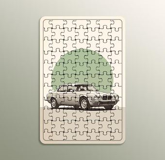 Nostaljik Açık Yol Aracı - Nostaljik Otomobil Serisi Ahşap Puzzle