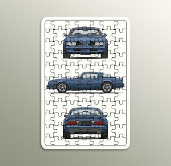 Nostaljik Motor Teknik Çizimi - Teknik Otomobil Çizimleri Serisi Ahşap Puzzle
