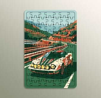 Orman Etabı Ralli Otomobili - Sinematik Ralli Serisi Ahşap Puzzle