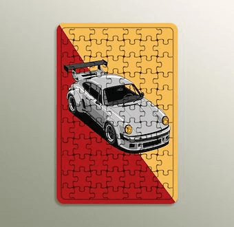 Renkli Klasik Araç Tasarımı - Renkli Otomobil Serisi Ahşap Puzzle