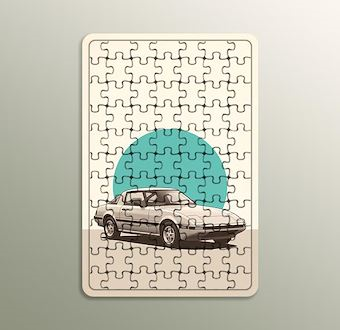 Retro Otomobil Manzarası - Nostaljik Otomobil Serisi Ahşap Puzzle