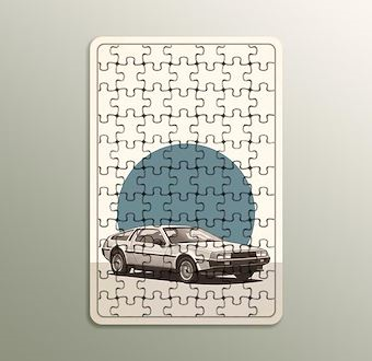 Retro Yolculuk Manzarası - Nostaljik Otomobil Serisi Ahşap Puzzle