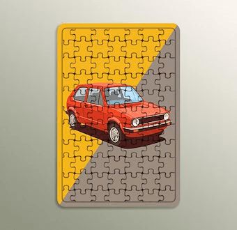 Retro Yolculuk Otomobili - Renkli Otomobil Serisi Ahşap Puzzle