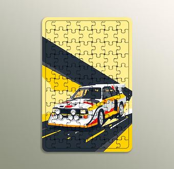 Sarı Ralli Efsanesi - Ralli Otomobili - Sinematik Ralli Serisi Ahşap Puzzle