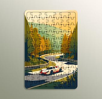 Sonbahar Virajı - Minimal Yarış Serisi Ahşap Puzzle