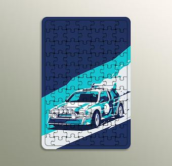 Turkuaz Ralli Efsanesi - Ralli Otomobili - Sinematik Ralli Serisi Ahşap Puzzle