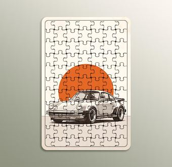 Turuncu 911 - Klasik Spor Otomobil - Nostaljik Otomobil Serisi Ahşap Puzzle