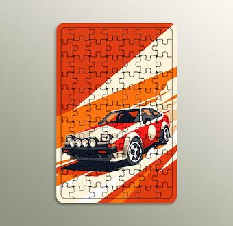 Turuncu Ralli Ruhu - Ralli Otomobili - Sinematik Ralli Serisi Ahşap Puzzle