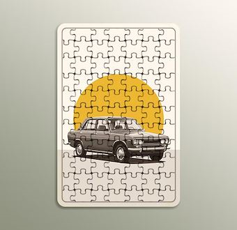 Vintage Araç Rotaları - Nostaljik Otomobil Serisi Ahşap Puzzle