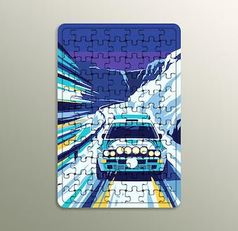Yağmurlu Yol Ralli Otomobili - Sinematik Ralli Serisi Ahşap Puzzle
