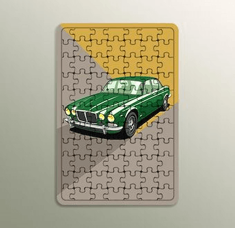 Yeşil Asalet - Klasik Lüks Otomobil - Renkli Otomobil Serisi Ahşap Puzzle