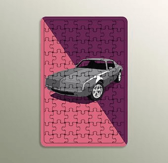 Zamansız Otomobil Grafiği - Renkli Otomobil Serisi Ahşap Puzzle