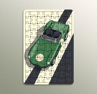 Zümrüt Roadster - Grafik Çizimli Yarış Serisi Ahşap Puzzle