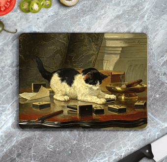 Kitten's Game - The cat at play Cam Kesim Tablası