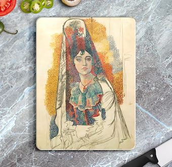 La Salchichona - Mantolu Kadın - Woman with a Mantilla Cam Kesim Tablası
