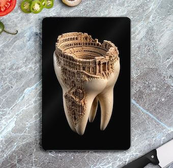 Antik Kolezyum Diş Anatomisi Sanatı Cam Kesim Tablası