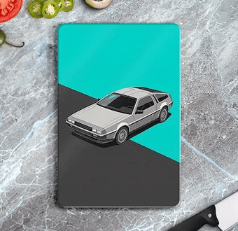 Geleceğe Dönüş - DeLorean Otomobil - Renkli Otomobil Serisi Cam Kesim Tablası