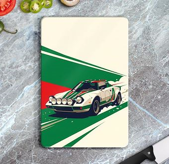 İtalyan Etabı - Ralli Otomobili - Sinematik Ralli Serisi Cam Kesim Tablası