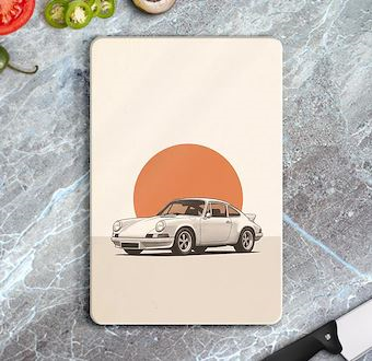 Klasik Sürüş Anısı - Nostaljik Otomobil Serisi Cam Kesim Tablası