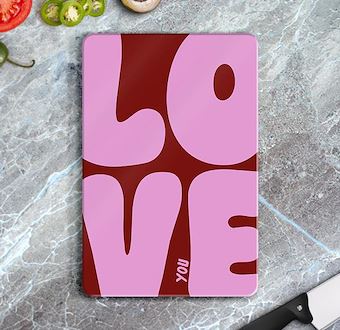 Love Modern Tipografi Dekor Cam Kesim Tablası