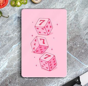 Lucky Dice Pembe Şans Zarı Cam Kesim Tablası