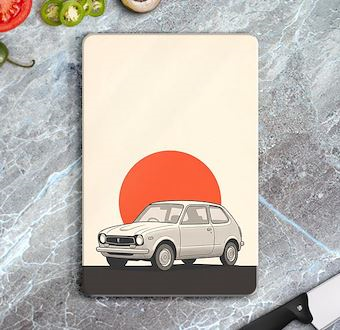 Retro Kompakt - Klasik Otomobil - Nostaljik Otomobil Serisi Cam Kesim Tablası