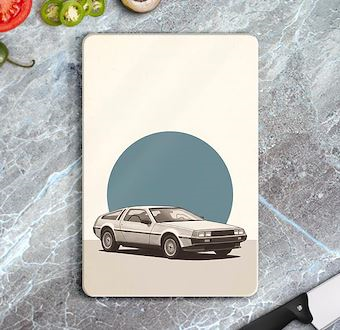 Retro Yolculuk Manzarası - Nostaljik Otomobil Serisi Cam Kesim Tablası